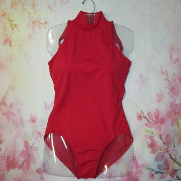 Leotard New LA Dance Ballet Jazz Costume Red or Paprika Mock Neck Balera Large - Picture 5 of 7